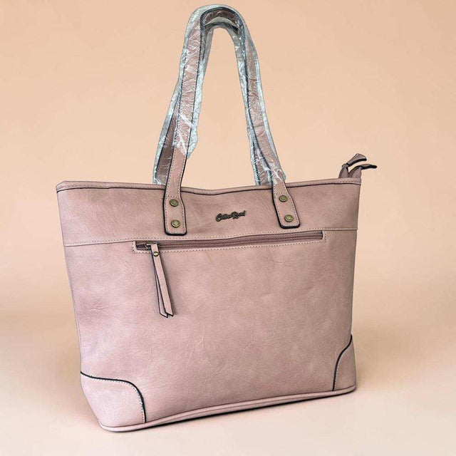 Cotton Road Handbag: PINK PU Leather for everyday style