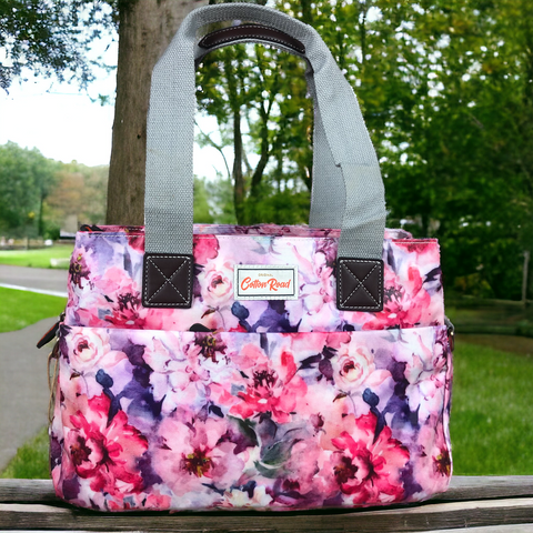 Cotton Road Handbag: PINK PVC with FLOWERS