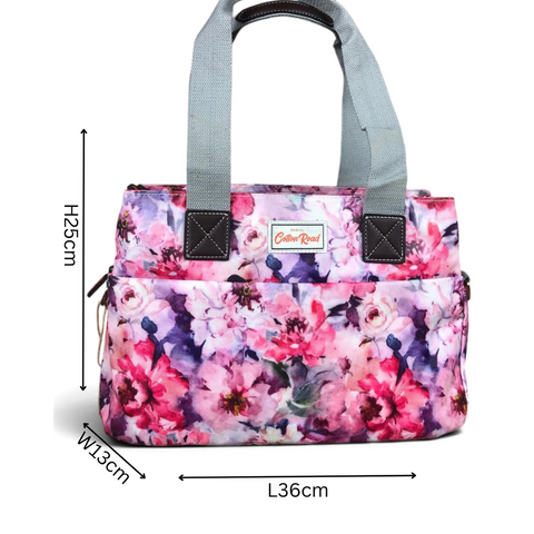Cotton Road Handbag: PINK PVC with FLOWERS