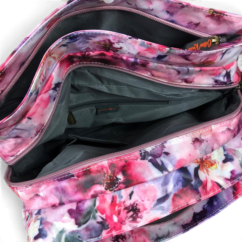 Cotton Road Handbag: PINK PVC with FLOWERS