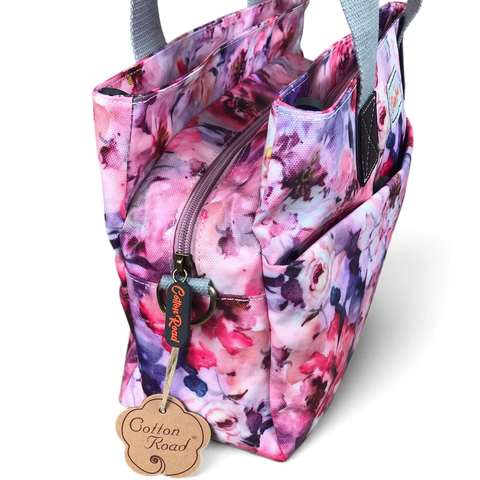 Cotton Road Handbag: PINK PVC with FLOWERS