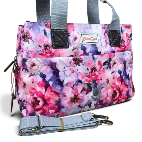 Cotton Road Handbag: PINK PVC with FLOWERS