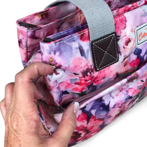 Cotton Road Handbag: PINK PVC with FLOWERS