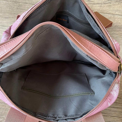 Cotton Road Handbag - Pink Canvas with Protea Print | Stylish & Functional