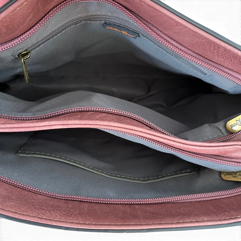 Cotton Road Handbag: Pink PU Leather Bag with Embroidery