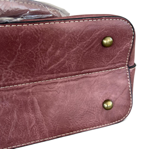 Cotton Road Handbag: Pink PU Leather Bag with Embroidery