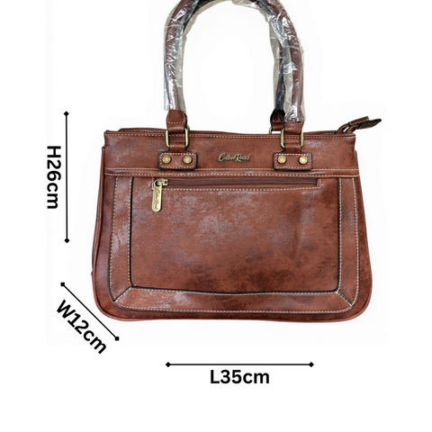 Cotton Road Handbag: Stylish Brown PU Leather for Women with Matching Wallet