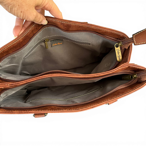 Cotton Road Handbag: Stylish Brown PU Leather for Women with Matching Wallet