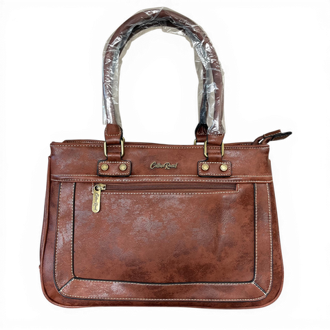 Cotton Road Handbag: Stylish Brown PU Leather for Women with Matching Wallet