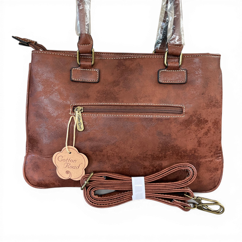 Cotton Road Handbag: Stylish Brown PU Leather for Women with Matching Wallet