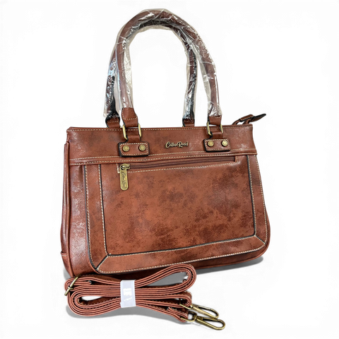 Cotton Road Handbag: Stylish Brown PU Leather for Women with Matching Wallet