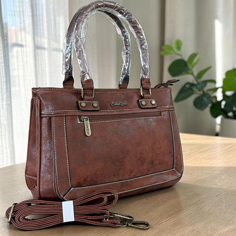 Cotton Road Handbag: Stylish Brown PU Leather for Women
