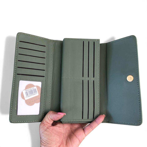 Cotton Road Handbag - Stylish Green Floral PU Leather with Matching Wallet