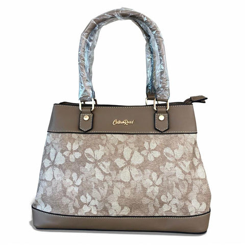 Cotton Road Handbag: Stylish KHAKI FLORAL PU Leather