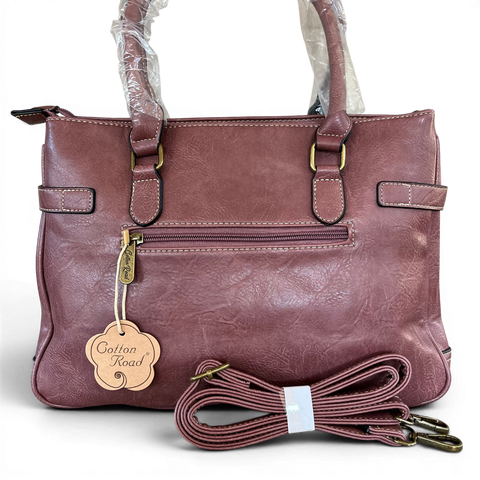 Cotton Road Handbag: Stylish PINK PU Leather Bag with EMBROIDERED PROTEA Design