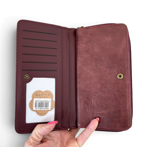 Cotton Road Handbag: Stylish PINK PU Leather with EMBROIDERED PROTEA Design and Matching Wallet