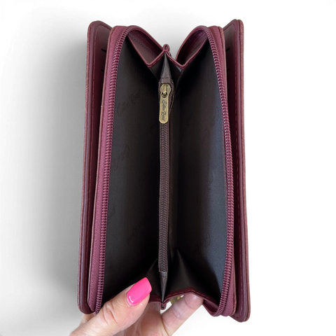Cotton Road Handbag: Stylish PINK PU Leather with EMBROIDERED PROTEA Design and Matching Wallet