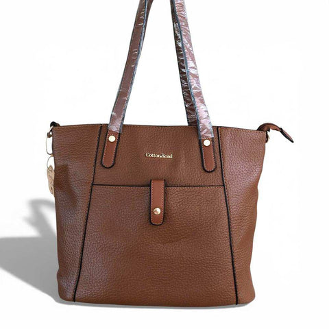 Cotton Road Handbag: TAN BROWN PU Leather Handbag