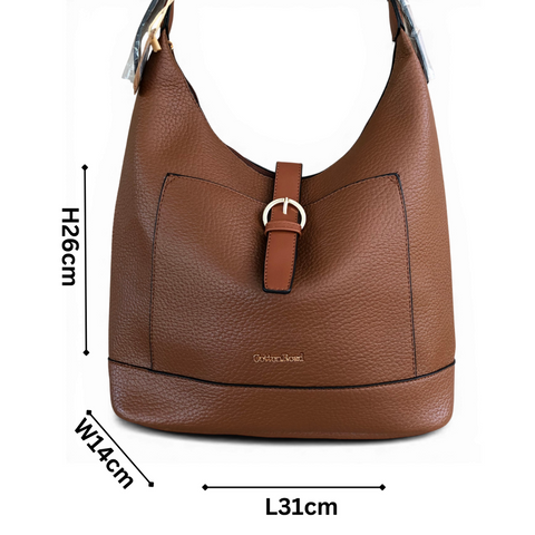 Cotton Road Handbag: TAN PU Leather Handbag for Stylish Daily Use