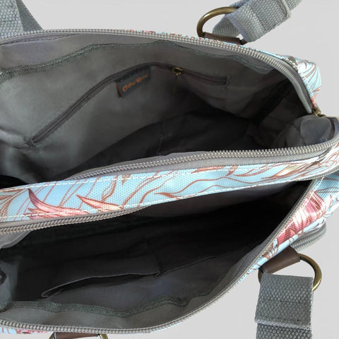 Cotton Road Handbag: TURQUOISE PVC Handbag with PROTEAS