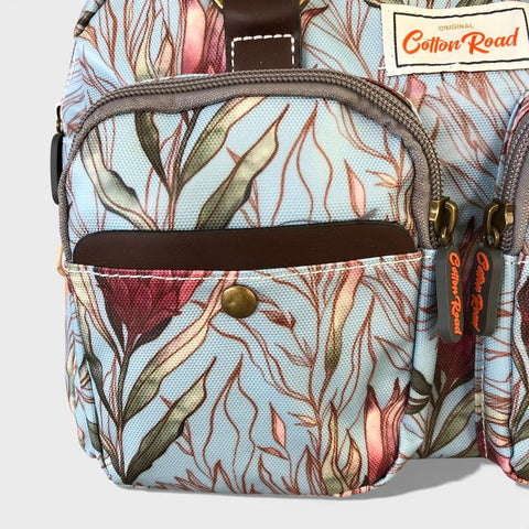 Cotton Road Handbag: TURQUOISE PVC Handbag with PROTEAS