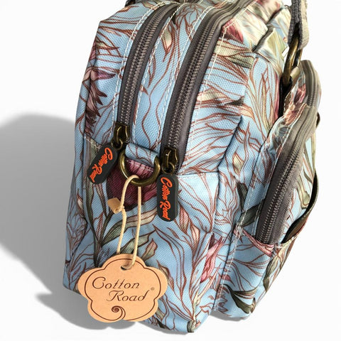 Cotton Road Handbag: TURQUOISE PVC Handbag with PROTEAS