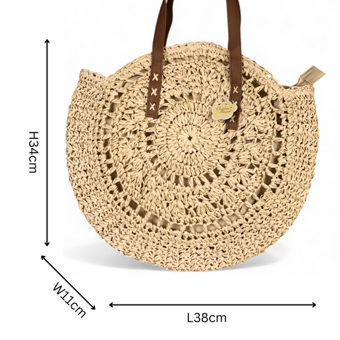Cotton Road Handbag: WHEAT BEIGE Woven Tote Bag