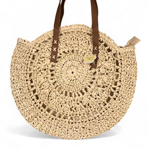 Cotton Road Handbag: WHEAT BEIGE Woven Tote Bag
