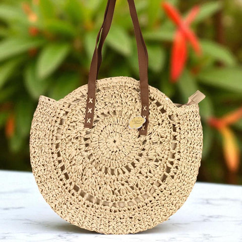Cotton Road Handbag: WHEAT BEIGE Woven Tote Bag