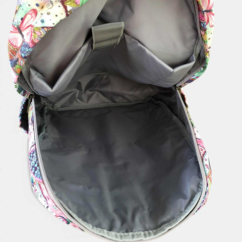 Cotton Road Laptop Backpack: PINK FLORAL Canvas Backpack with BUTTERFLIES