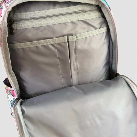 Cotton Road Laptop Backpack: PINK FLORAL Canvas Backpack with BUTTERFLIES
