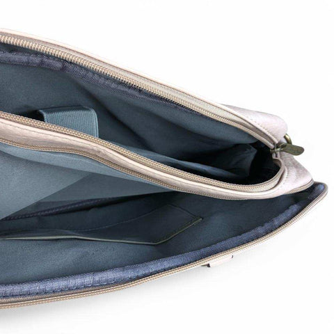 Cotton Road Laptop Bag: BEIGE BRANDED PU Leather with Matching Wallet