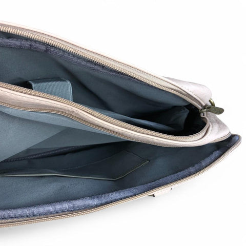 Cotton Road Laptop Bag: BEIGE BRANDED PU Leather Laptop Bag