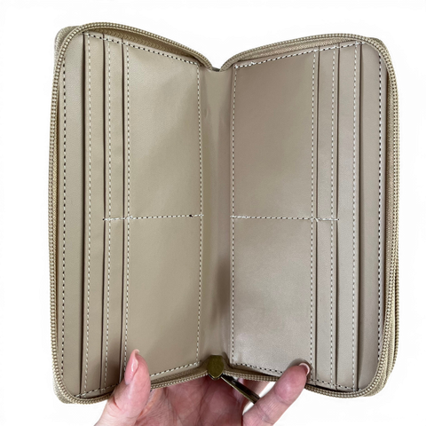 Cotton Road Laptop Bag: BEIGE BRANDED PU Leather with Matching Wallet
