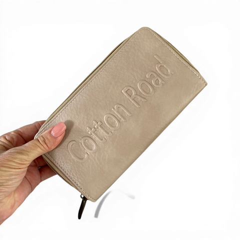 Cotton Road Laptop Bag: BEIGE BRANDED PU Leather with Matching Wallet