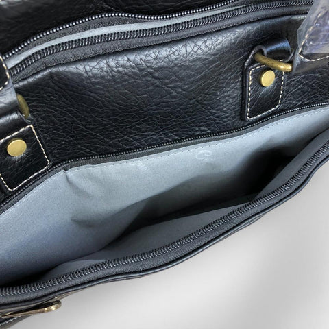 Cotton Road Laptop Bag: BLACK BRANDED PU Leather Laptop Bag