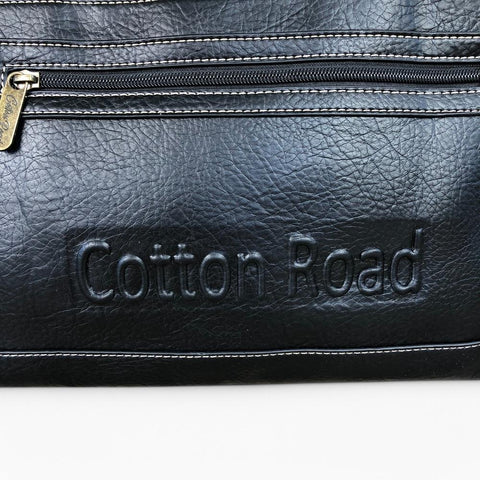 Cotton Road Laptop Bag: BLACK BRANDED PU Leather Laptop Bag