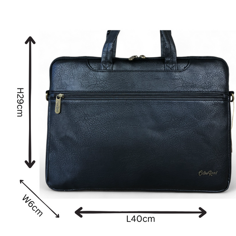 Cotton Road Laptop Bag: BLACK PU Leather 15'6 Padded Bag / Carry Sleeve