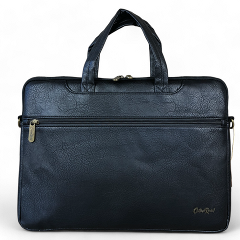 Cotton Road Laptop Bag: BLACK PU Leather 15'6 Padded Bag / Carry Sleeve