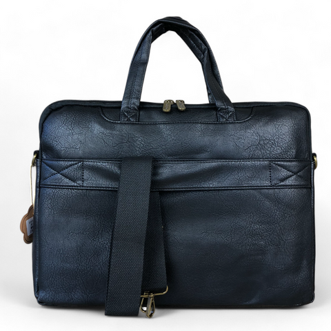 Cotton Road Laptop Bag: BLACK PU Leather 15'6 Padded Bag / Carry Sleeve