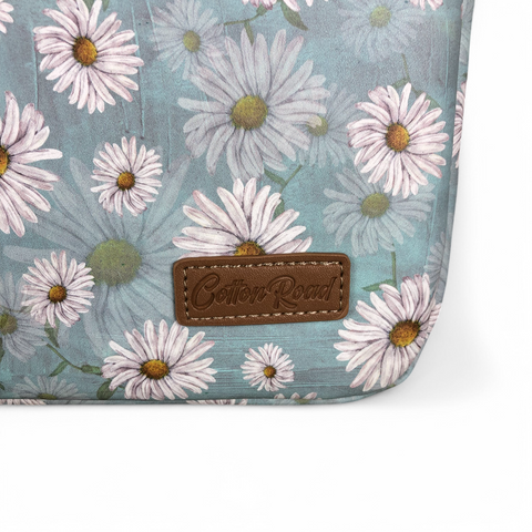 Cotton Road Laptop Bag: BLUE DAISY PVC Laptop Bag / Carry Sleeve with Padded Inner