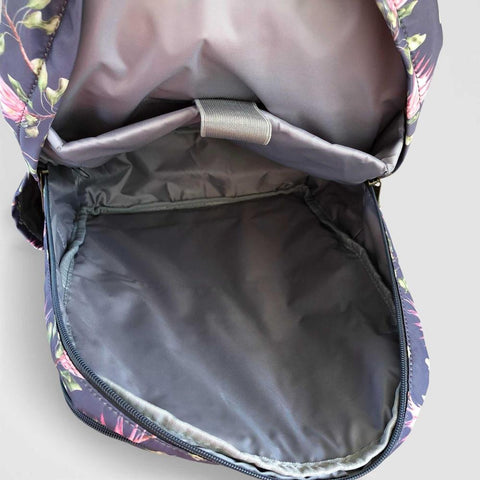 Cotton Road Laptop Bag: BLUE FLORAL Canvas Backpack with PROTEAS