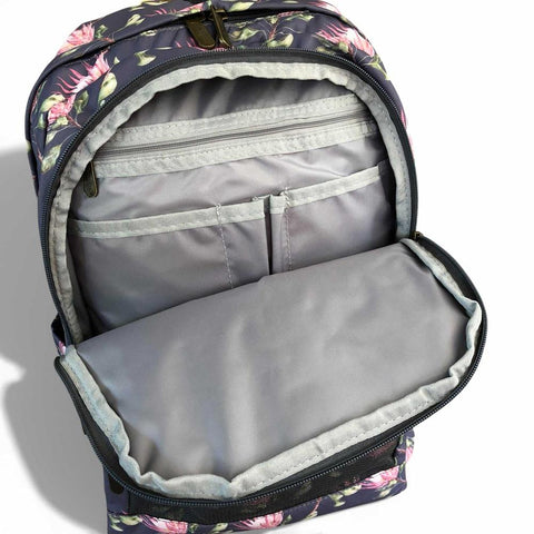 Cotton Road Laptop Bag: BLUE FLORAL Canvas Backpack with PROTEAS