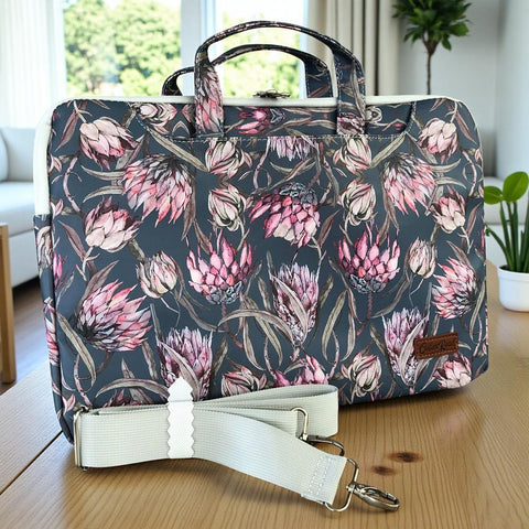 Cotton Road Laptop Bag: BLUE PROTEA PVC Bag / Carry Sleeve with Padded Inner