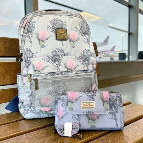 Cotton Road Laptop Bag: BLUE PROTEA Padded Canvas Backpack for 15'6" Laptop with Matching Wallet