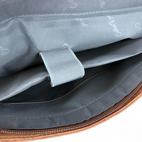 Cotton Road Laptop Bag: BROWN PU Leather 15'6 Laptop Bag with BUCKLE detailing