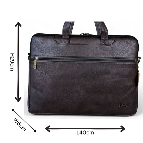 Cotton Road Laptop Bag: BROWN PU Leather 15'6 Padded Bag / Carry Sleeve