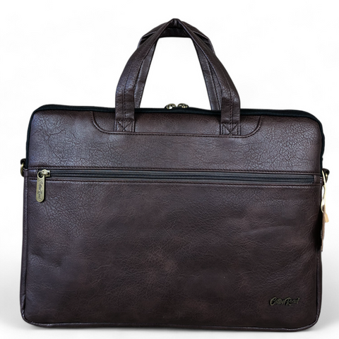 Cotton Road Laptop Bag: BROWN PU Leather 15'6 Padded Bag / Carry Sleeve
