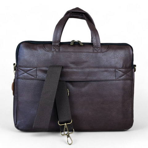 Cotton Road Laptop Bag: BROWN PU Leather 15'6 Padded Bag / Carry Sleeve