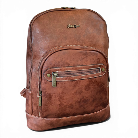 Cotton Road Laptop Bag: BROWN PU Leather Backpack